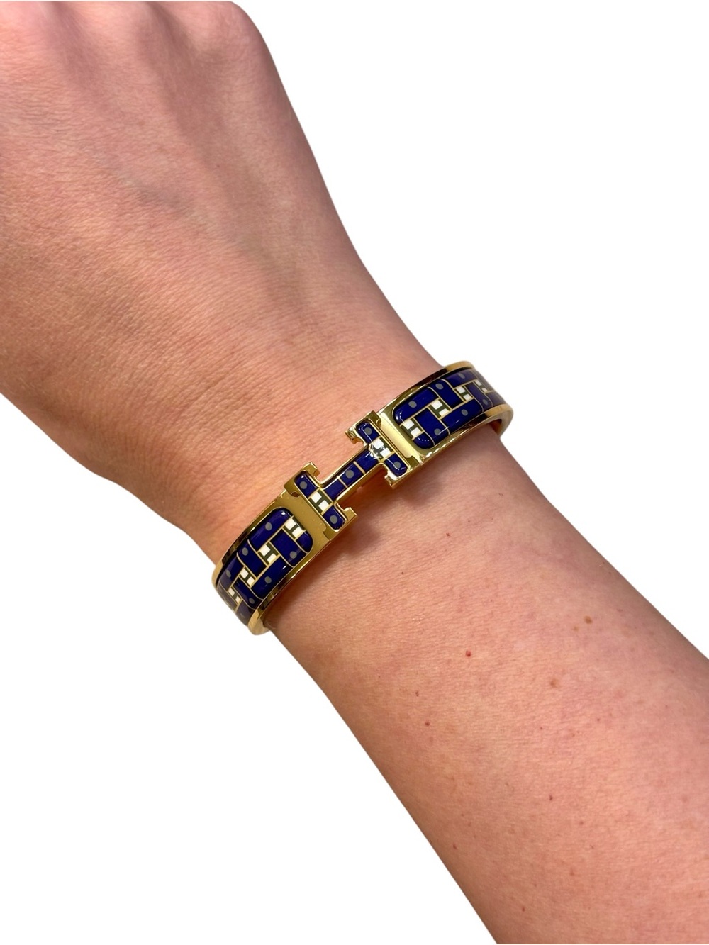 Hermès Clic H Son du H Marine Classique PM Enamel Bracelet Gold Rare - Picture 4 of 14